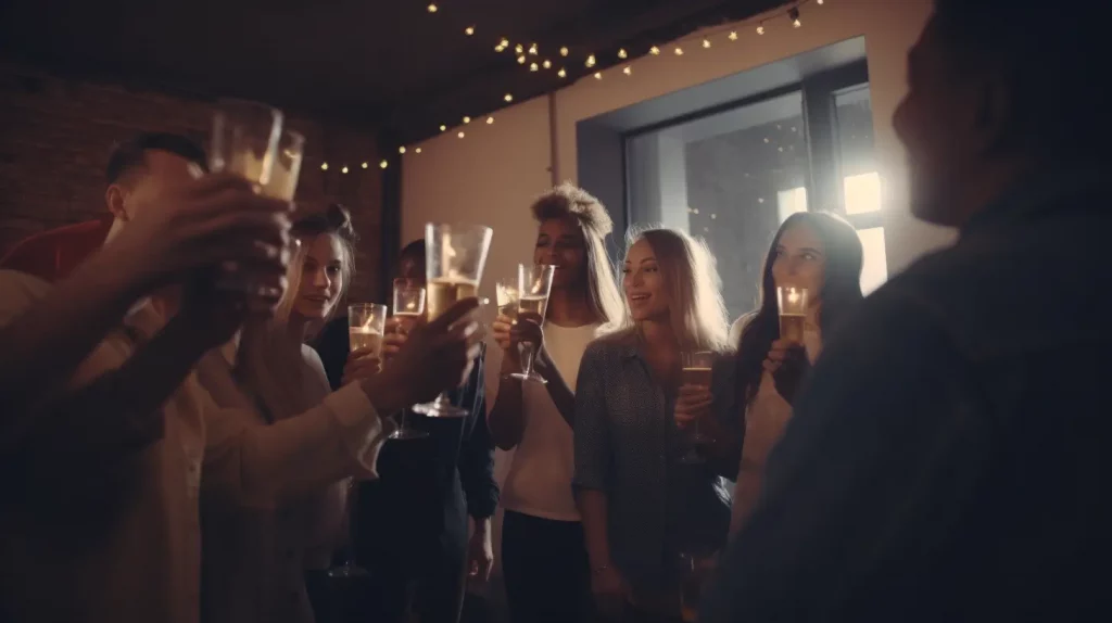 Freunde stoßen feierlich an