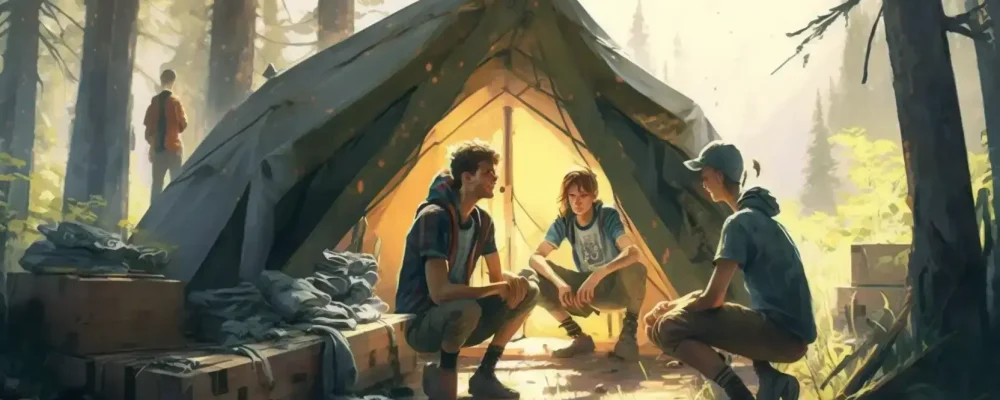 Schüler in der freien Natur zum Überlebenstag als Exkursion